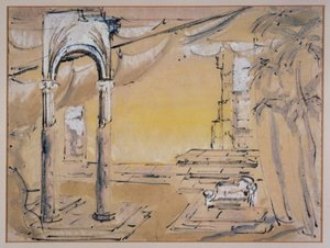 Court of Dido, Scenography by Sophie Fedorovitch for Act I of Dido and Aeneas by Henry Purcell