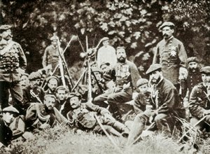 Third Carlist War (1872-1876): Charles de Bourbon, Duke of Madrid, surrounded by his defenders (photograph) by Spanish Photographer