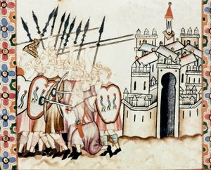 Army of the Moors defending a city (detail) - Miniature from the Song of Saint Mary (Cantigas de Santa Maria), a collection of songs dedicated to Saint Mary and her miracles, compiled under the reign of Alfonso X the Wise by Spanish School