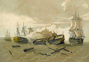 British fleet attacking Castillo del Morro, Cuba, 1761
