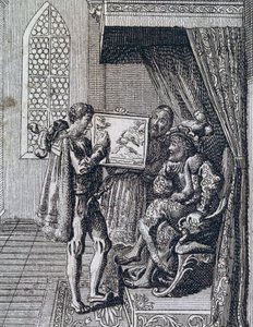 Christopher Columbus offering his services to the King of Portugal by Spanish School