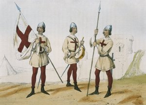 DE SOTTO, Serafin Maria, Earl of Clonard (1793 - 1862). Historia organica de las armas de Infanteria y Caballeria espanolas. 1851 - 1859. Infantrymen during the reign of the Catholic Monarchs of Spain. Standard-bearer, drummer and lancer of the 