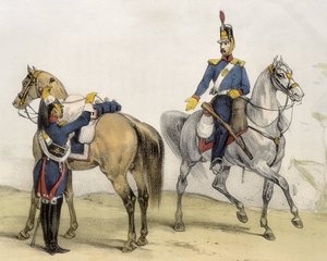 DE SOTTO, Serafin Maria, Earl of Clonard (1793 - 1862). Historia organica de las armas de Infanteria y Caballeria espanolas. 1851 - 1859. Cavalrymen during the reign of Ferdinand VII of Spain. Soldier of the Line Cavalry and Light Cavalry (1824-1834). Engr