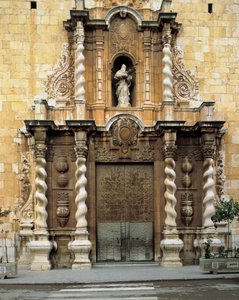 Detail of the façade of the Church of San Bartolome, Benicarlo, Spain, built in the 18th century (photo) by Spanish School