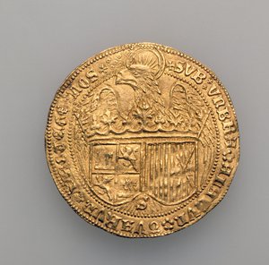 Double excelente of Ferdinand II of Aragon (1452-1516) and Isabella of Castille (1451-1504), Seville Mint, 1475 by Spanish School
