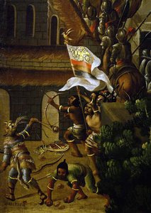 Indigenous People Fight Against the Spanish with Bows and Arrows by Spanish School
