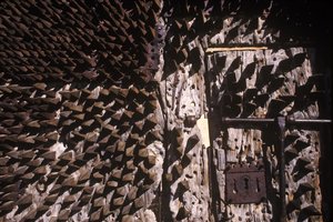 Metal spikes embedded in a castle door