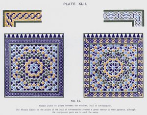 Mosaic Dados on pillars between the windows, Hall of Ambassadors
