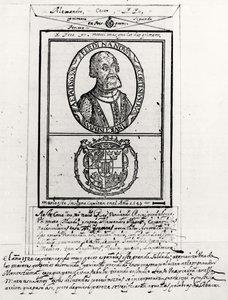 Portrait of Hernando Cortes (1485-1547) and His Arms by Spanish School