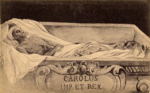 Postcard of the mummy of Charles V in the Escorial, Madrid by Spanish School