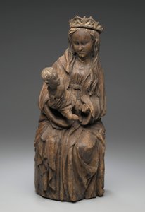 Seated figure of the Virgin holding the Christ child by Spanish School