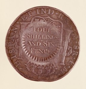 Silver Coin (8 Reales) from Spain: Reign of Charles III (1777 with Countermark of 1787) by Spanish School