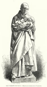 St Vincent de Paul, French Catholic priest, marble statue by Jean Alexandre Joseph Falguiere by Spanish School