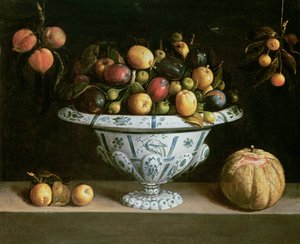 Still Life of Fruit in a Blue and White Bowl, c.1630