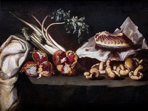 Still life with pomegranates by Spanish School