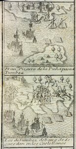 The Arrival of Francisco Pizarro with 180 Men and Three Ships at Tumbes by Spanish School