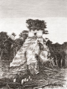 The Temple of the Jaguar at Tikal by Spanish School