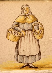 Tile depicting a peasant woman