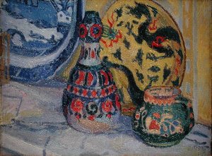 Still life with Oriental figures by Spencer Frederick Gore