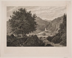 Mountain Landscape with a Church by Søren Henrik Petersen