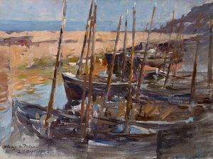 A Sketch, Mousehole Harbour, Cornwall by Stanhope Alexander Forbes