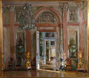 The Great Vestibule in the Kuskovo Palace by Stanislav Julianovic Zukovskij