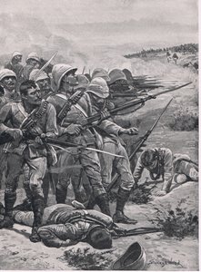 The Square at Abu-Kru, 19th January 1885 (Illustration from British Battles on Land and Sea, 1915) by Stanley L. Wood