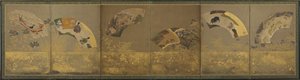 Six fan papers: miscellaneous subjects, Momoyama or Edo period by Sôtatsu