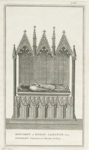 Lichfield Cathedral - Monument to Bishop Langton (engraving) by Stebbing Shaw
