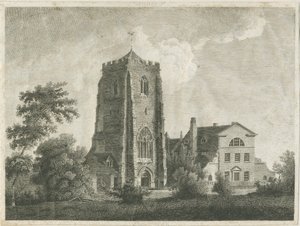 Ranton Abbey [Priory]: Engraving by Stebbing Shaw