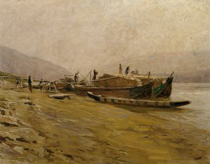 Danube Towboats at Spitz by Stefan Simony