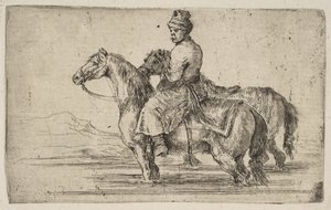 A Polish Groom Bathing Horses by Stefano della Bella