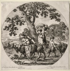 A Satyr Family Traveling by Stefano della Bella