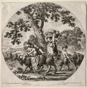 A Satyr Family Traveling by Stefano della Bella