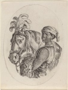 Black Groom with an Arabian Horse