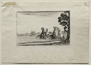 Caprices: Cavaliers Watering their Horses in a River by Stefano della Bella