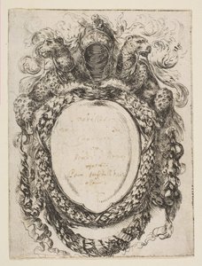 Cartouche Crowned by Helmet and Leopards, 1647 by Stefano della Bella