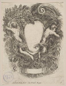 Cartouche Framed by Apollo and Pan by Stefano della Bella