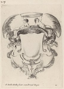 Cartouche with Eagles and Two Infants Holding a Crown by Stefano della Bella