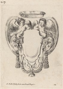 Cartouche with Rams and Infant Satyrs, 1647 by Stefano della Bella