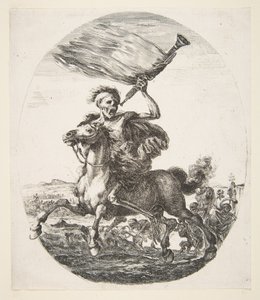 Death on Horseback Holding a Trumpet, from The Five Deaths by Stefano della Bella