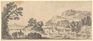 River Landscape with Stone Bridge by Stefano della Bella