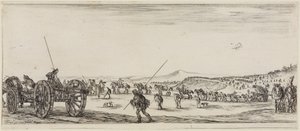 Peace and War: Trains with Cannons and Two Soldiers Equipped with Long Lances by Stefano della Bella