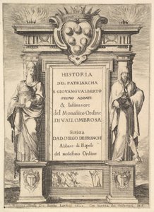 Frontispiece: a monument decorated with the Medici coat of arms at top in center, flames by Stefano della Bella