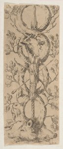 Heads of a Stag and Two Boars in Rinceaux of Oak Branches by Stefano della Bella