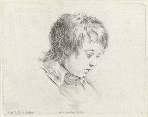 Head of a Young Man, Looking Down to the Right by Stefano della Bella