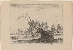 Horses in a Pasture by Stefano della Bella