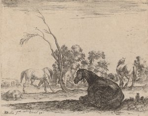 Horses in a Pasture by Stefano della Bella