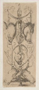 Hunting Trophy with Stag Heads at Bottom, ca. 1653 by Stefano della Bella