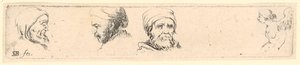 Head Studies of Three Philosophers, Right Study of a Winged Figure by Stefano della Bella